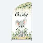Aperturee - Aperturee Boho Green Glitter Koala Baby Shower Half Moon Arch Backdrop